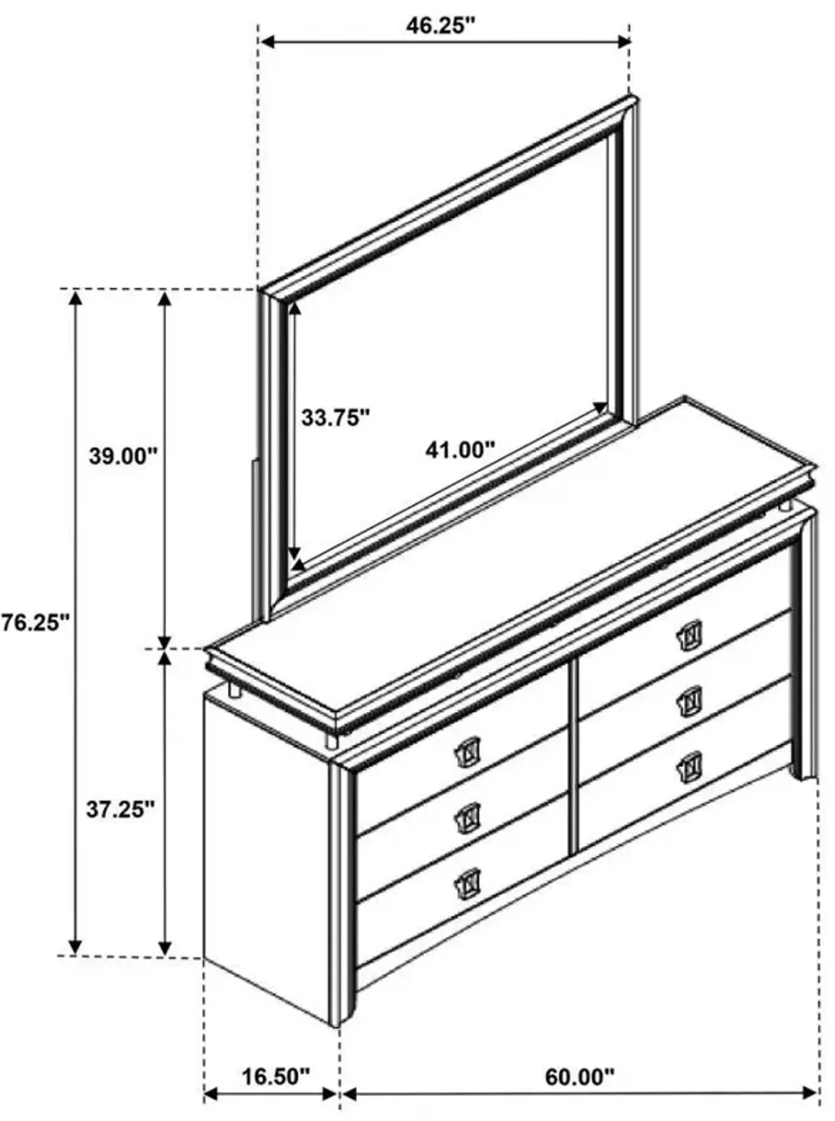 Giselle - 8-Drawer Dresser With Mirror - Rustic Beige