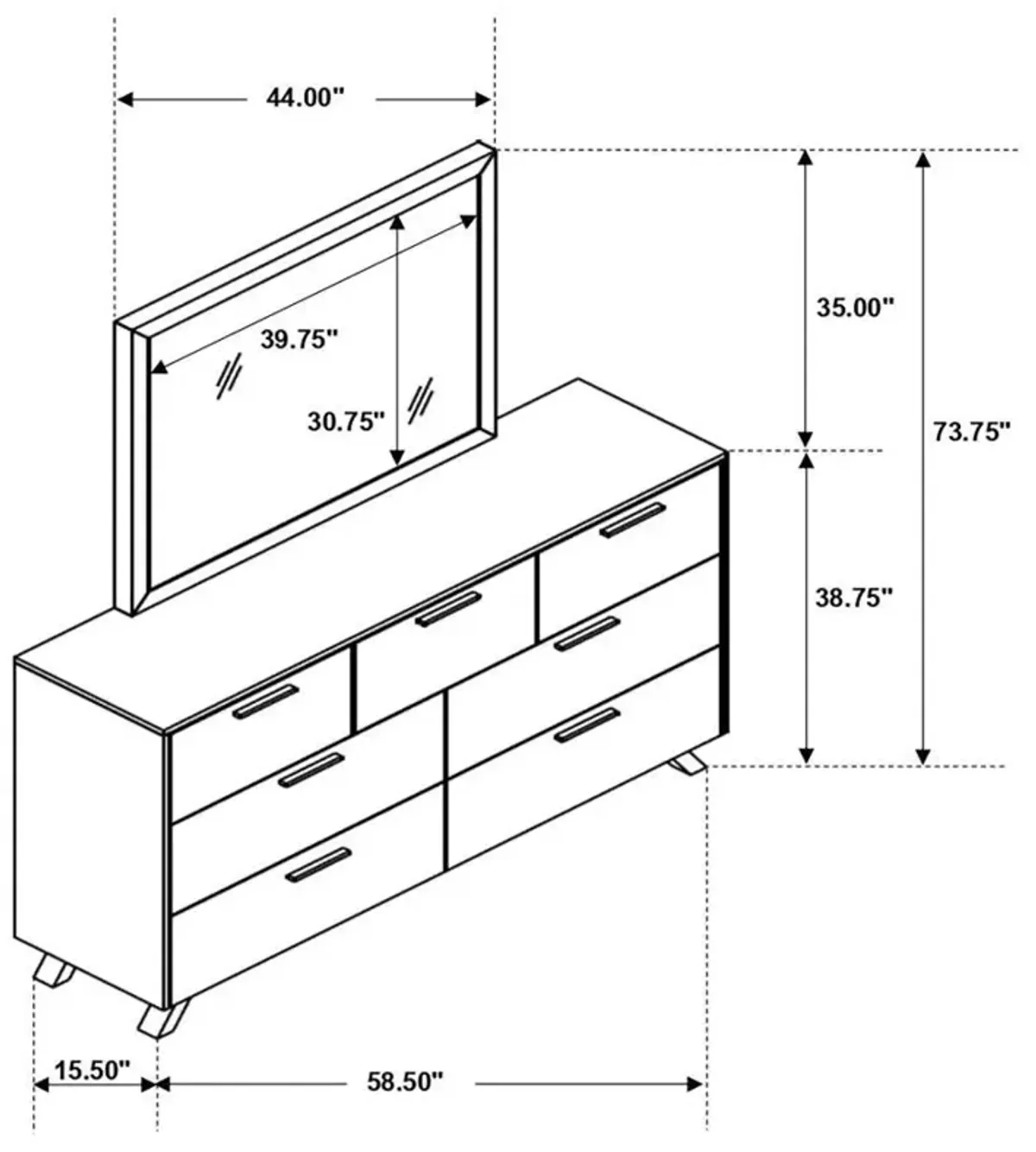 Taylor - 7-Drawer Dresser With Mirror - Light Honey Brown