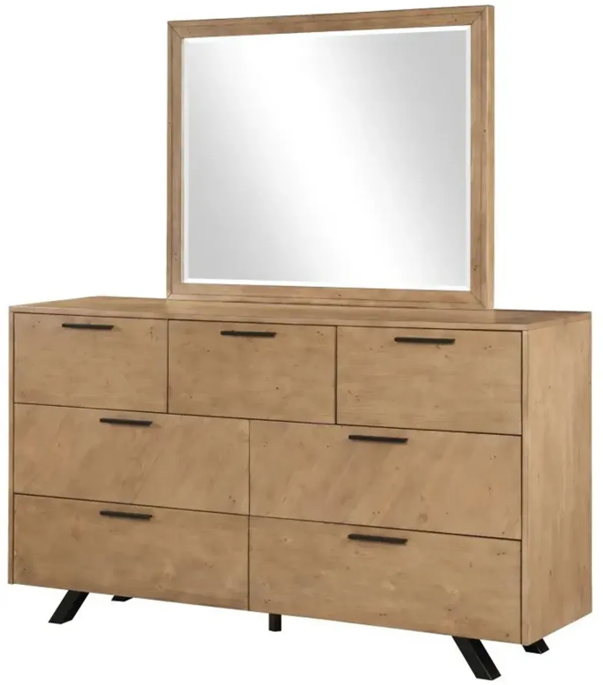 Taylor - 7-Drawer Dresser With Mirror - Light Honey Brown