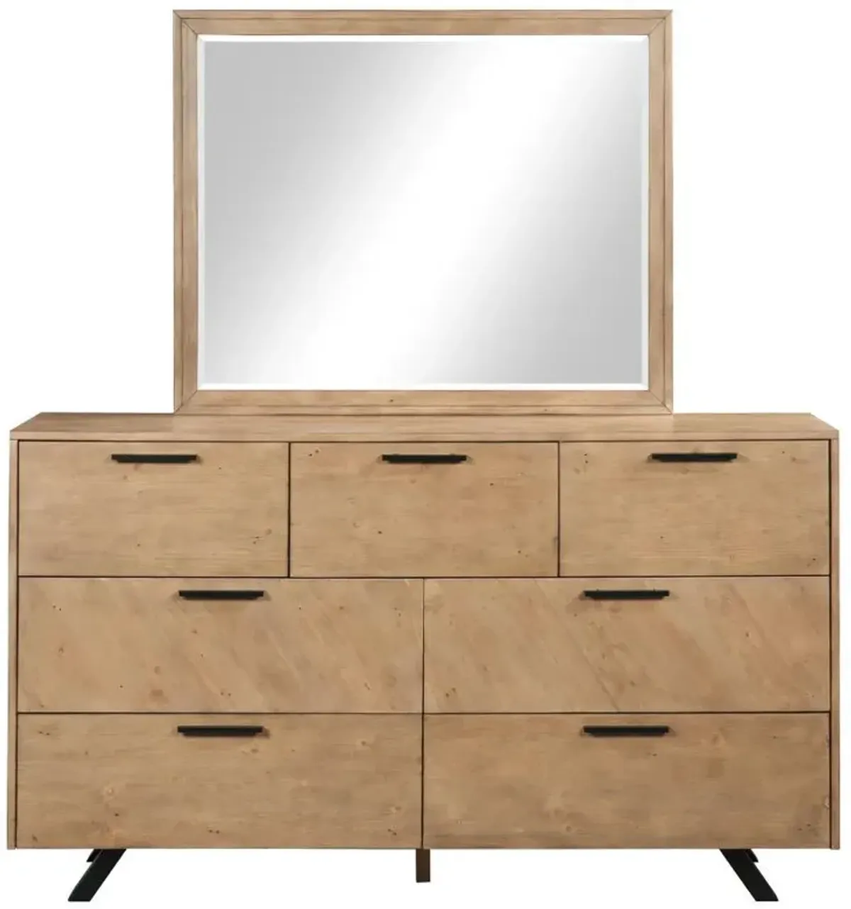 Taylor - 7-Drawer Dresser With Mirror - Light Honey Brown