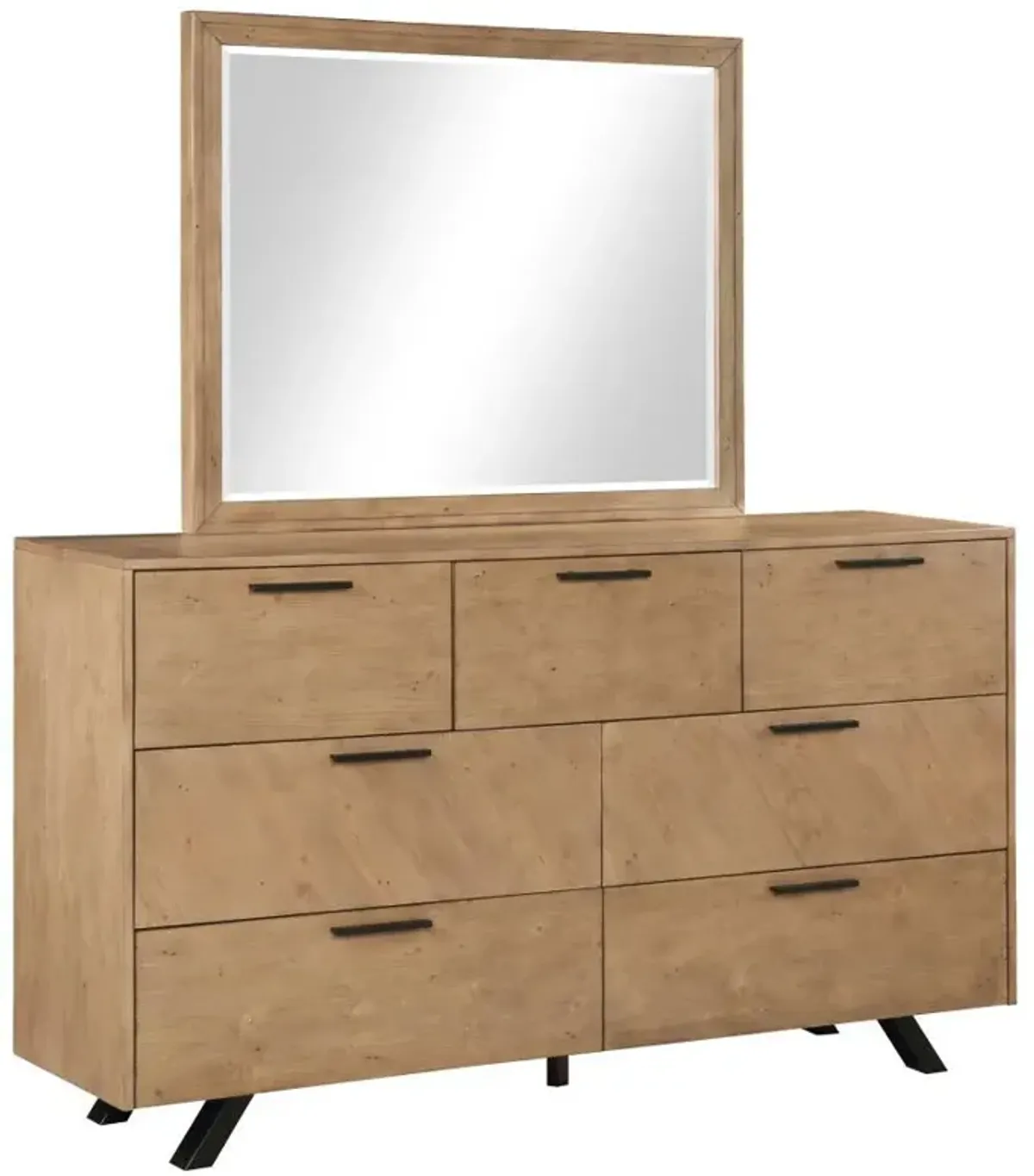 Taylor - 7-Drawer Dresser With Mirror - Light Honey Brown