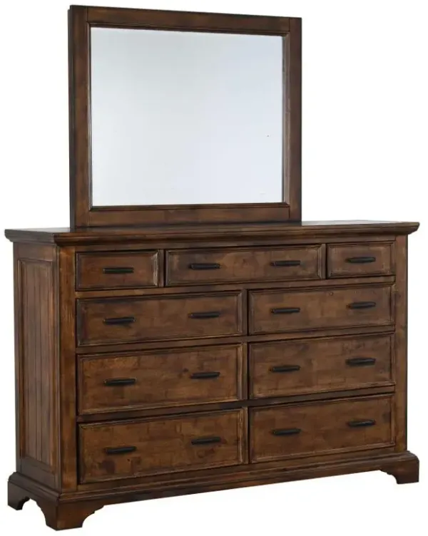 Elk Grove - 9-Drawer Dresser With Mirror - Vintage Bourbon