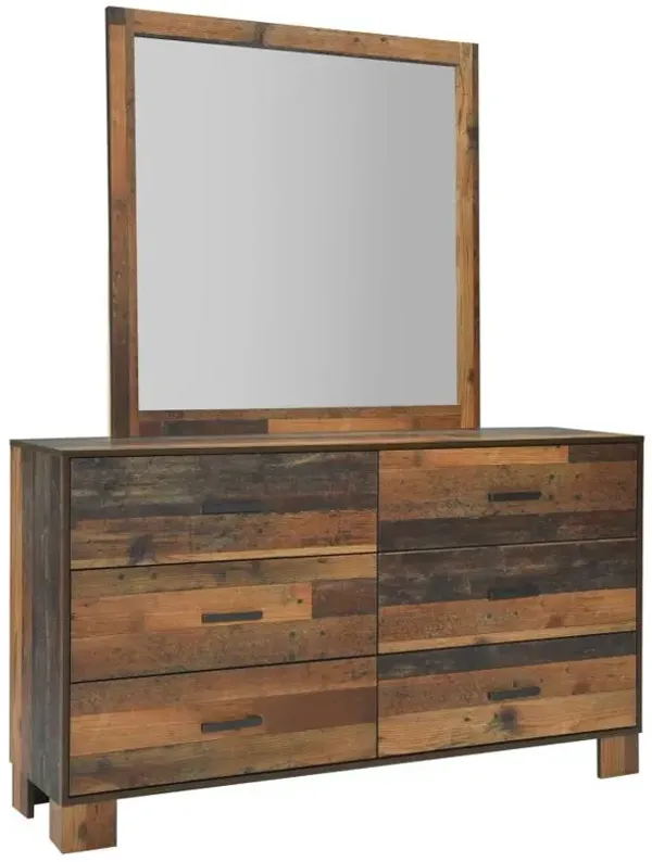 Sidney - 6-Drawer Dresser With Mirror - Rustic Pine