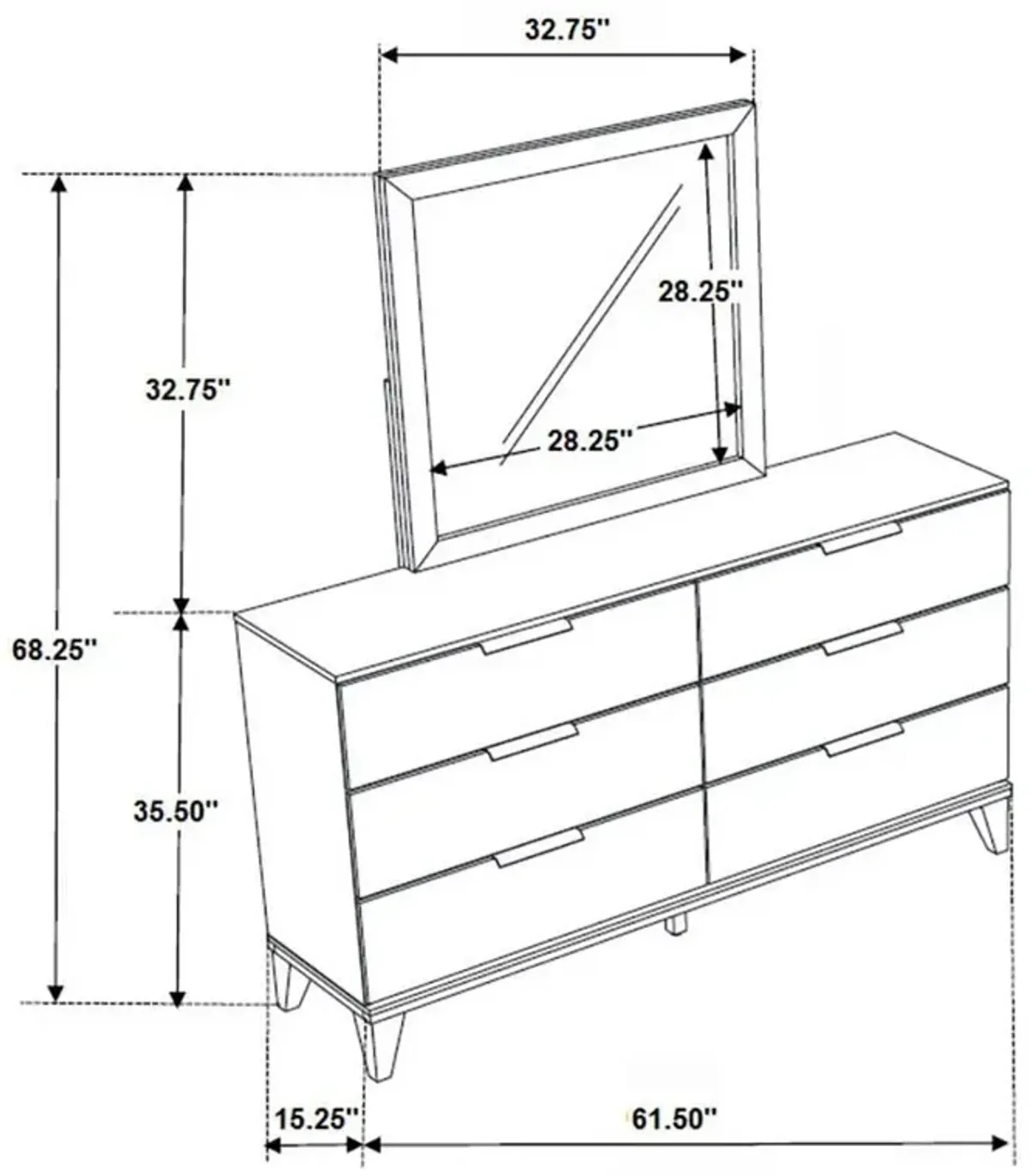 Mays - 6-Drawer Dresser With Mirror - Walnut