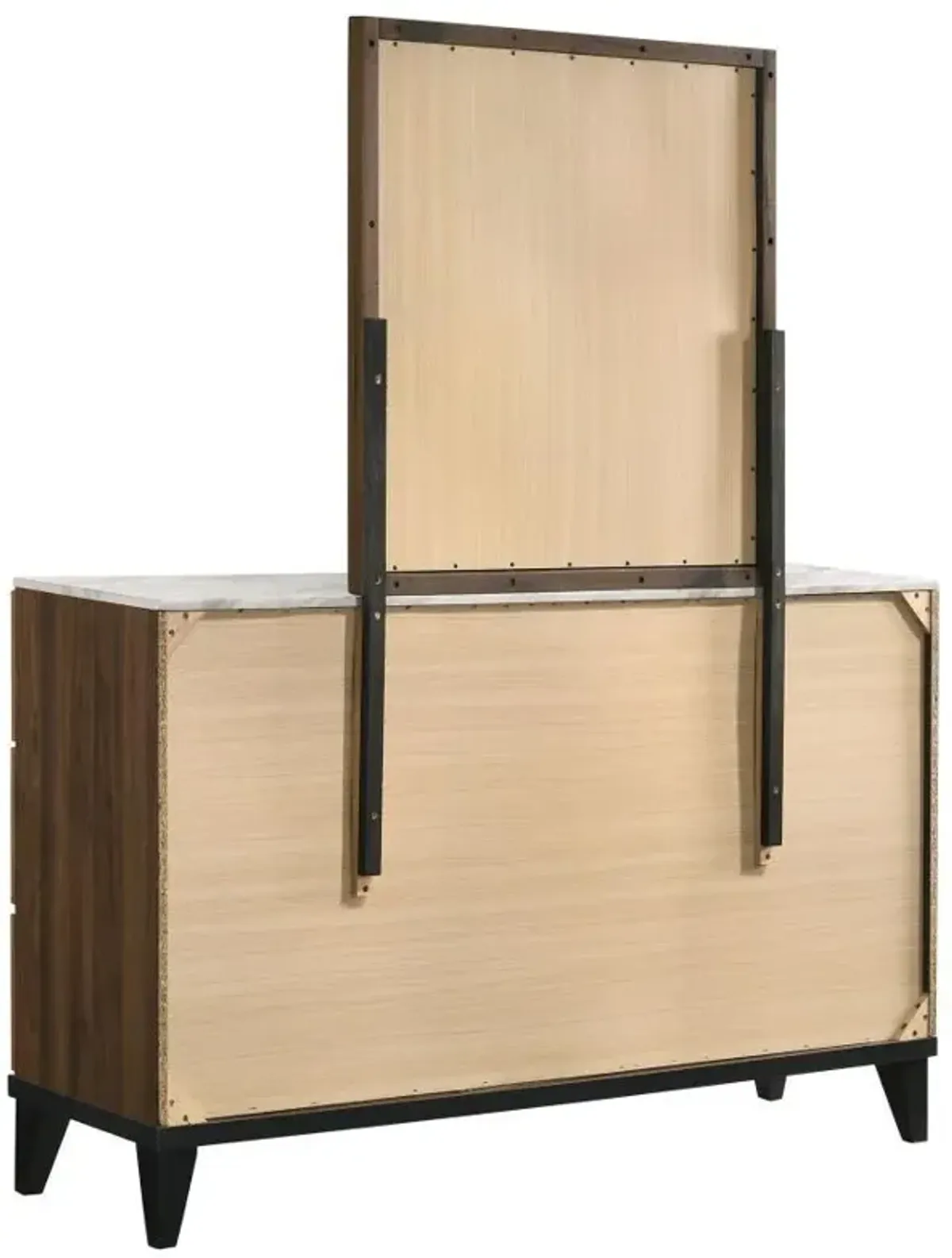 Mays - 6-Drawer Dresser With Mirror - Walnut