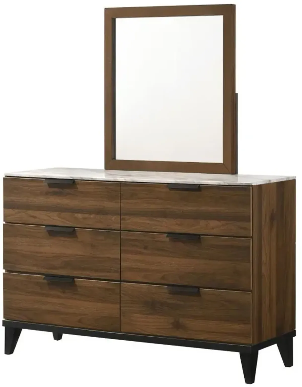 Mays - 6-Drawer Dresser With Mirror - Walnut