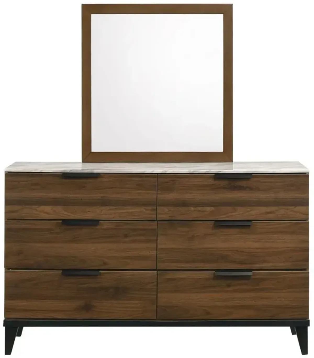 Mays - 6-Drawer Dresser With Mirror - Walnut