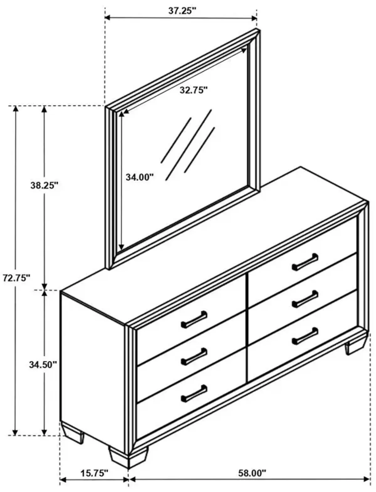 Brandon - 6-Drawer Dresser With Mirror - Warm Brown