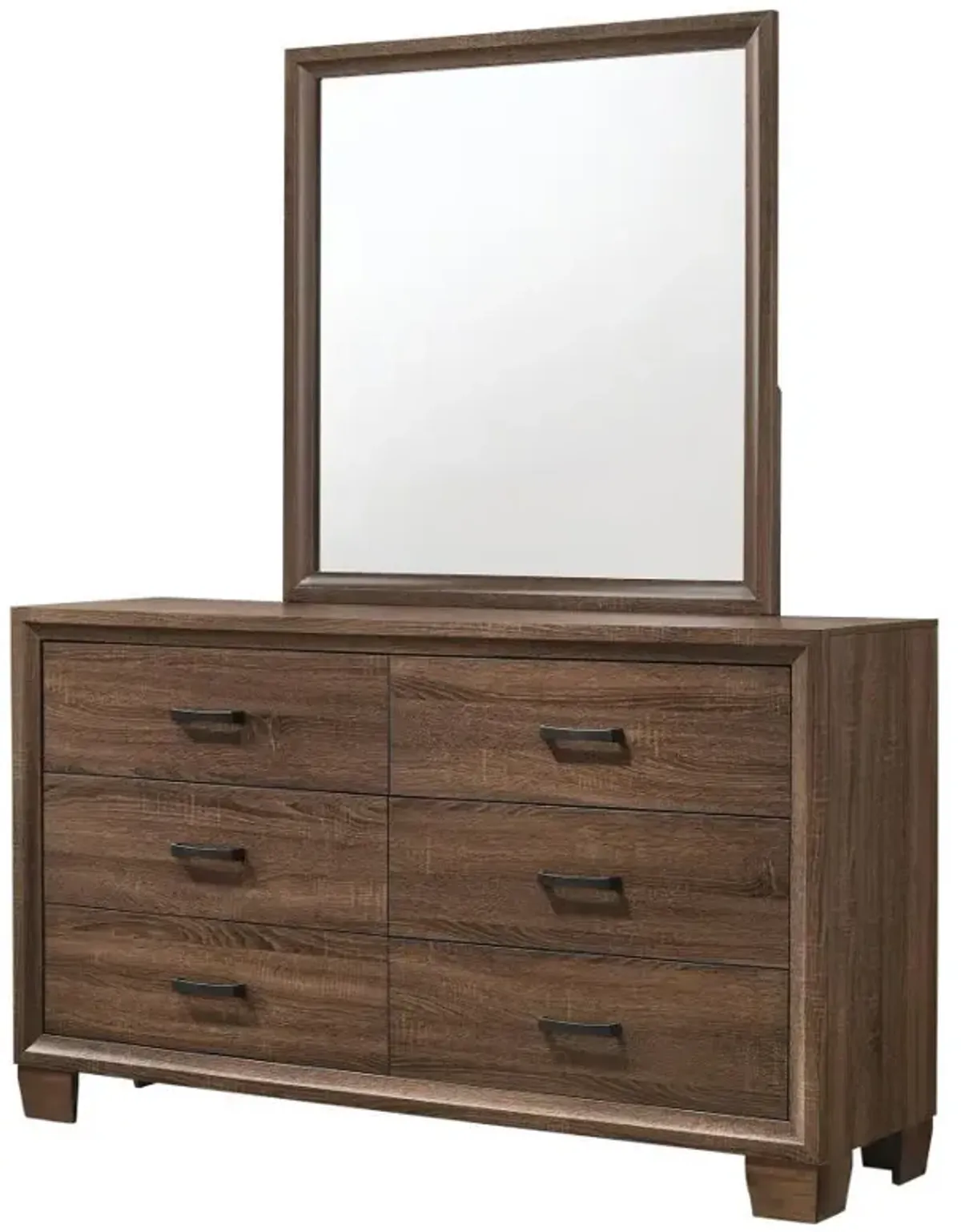 Brandon - 6-Drawer Dresser With Mirror - Warm Brown