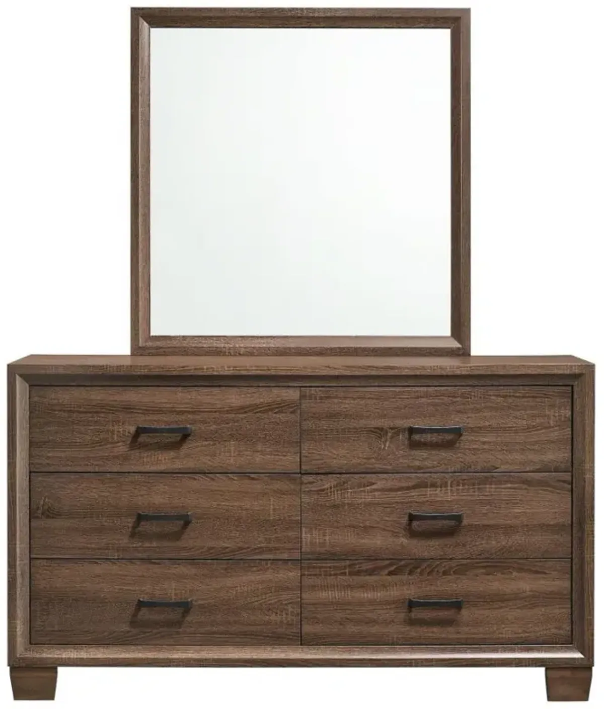 Brandon - 6-Drawer Dresser With Mirror - Warm Brown