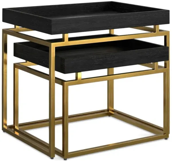 Macy - 2 Pieces Nesting Table - Black / Gold