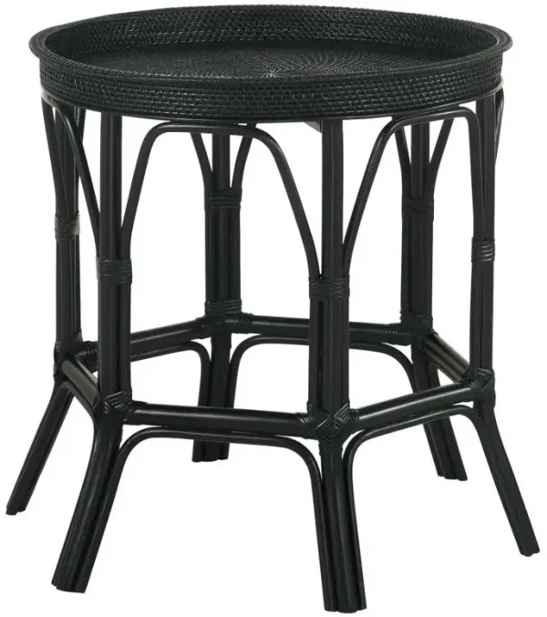 Antonio - Round Rattan Tray Top Accent Side Table