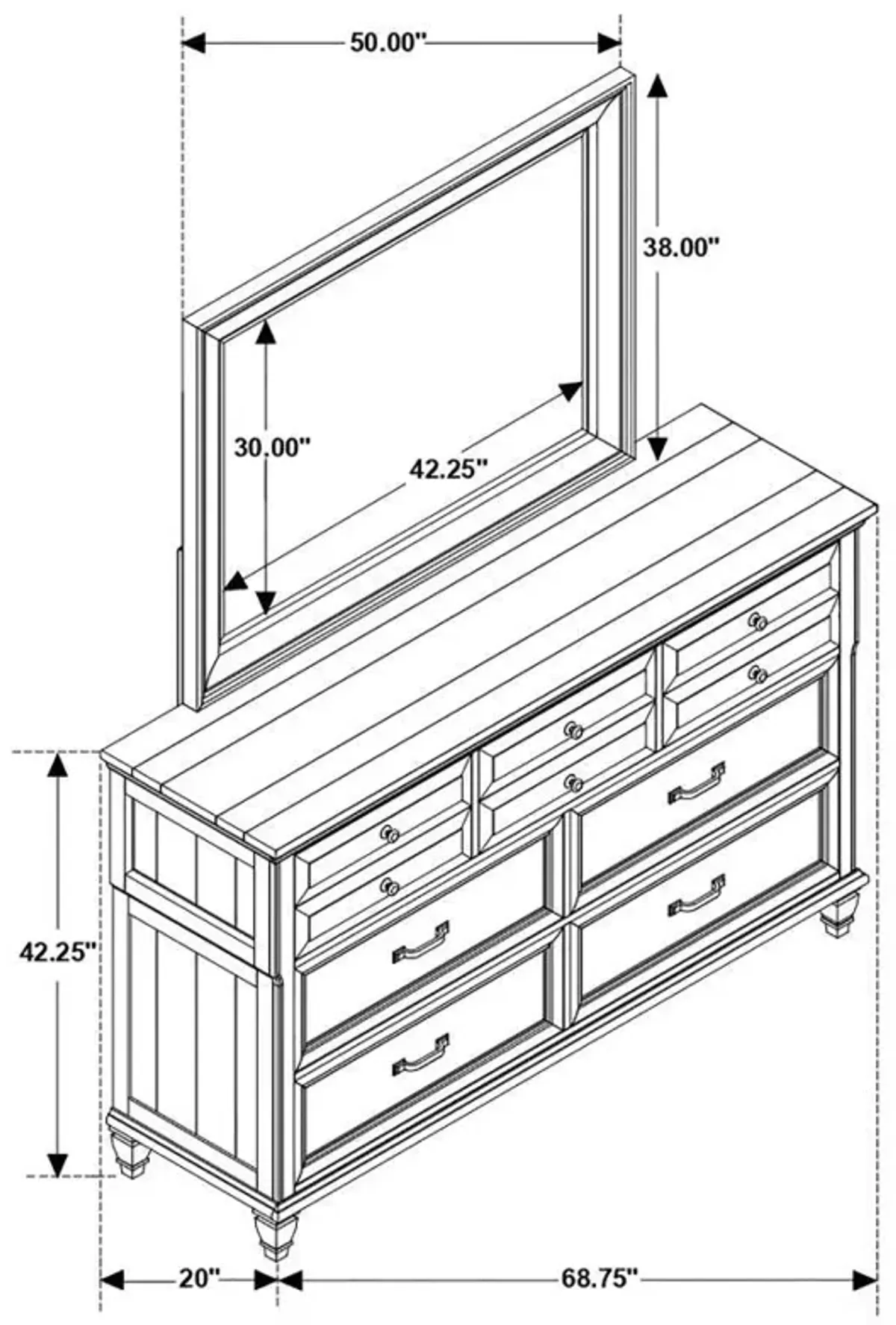 Avenue - 8-Drawer Dresser With Mirror