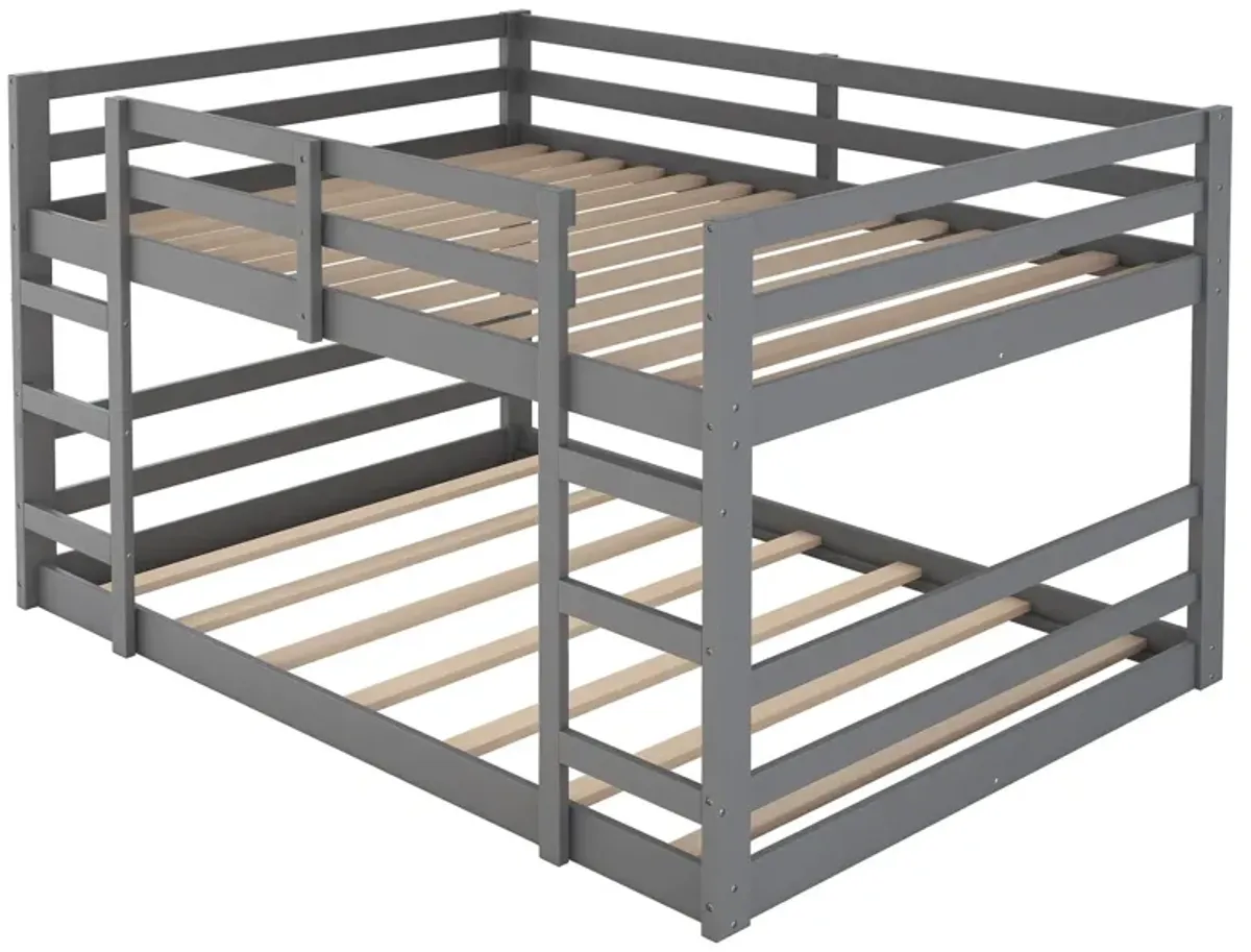 77.4" Full Over Full Bunk Bed With Ladder - Gray