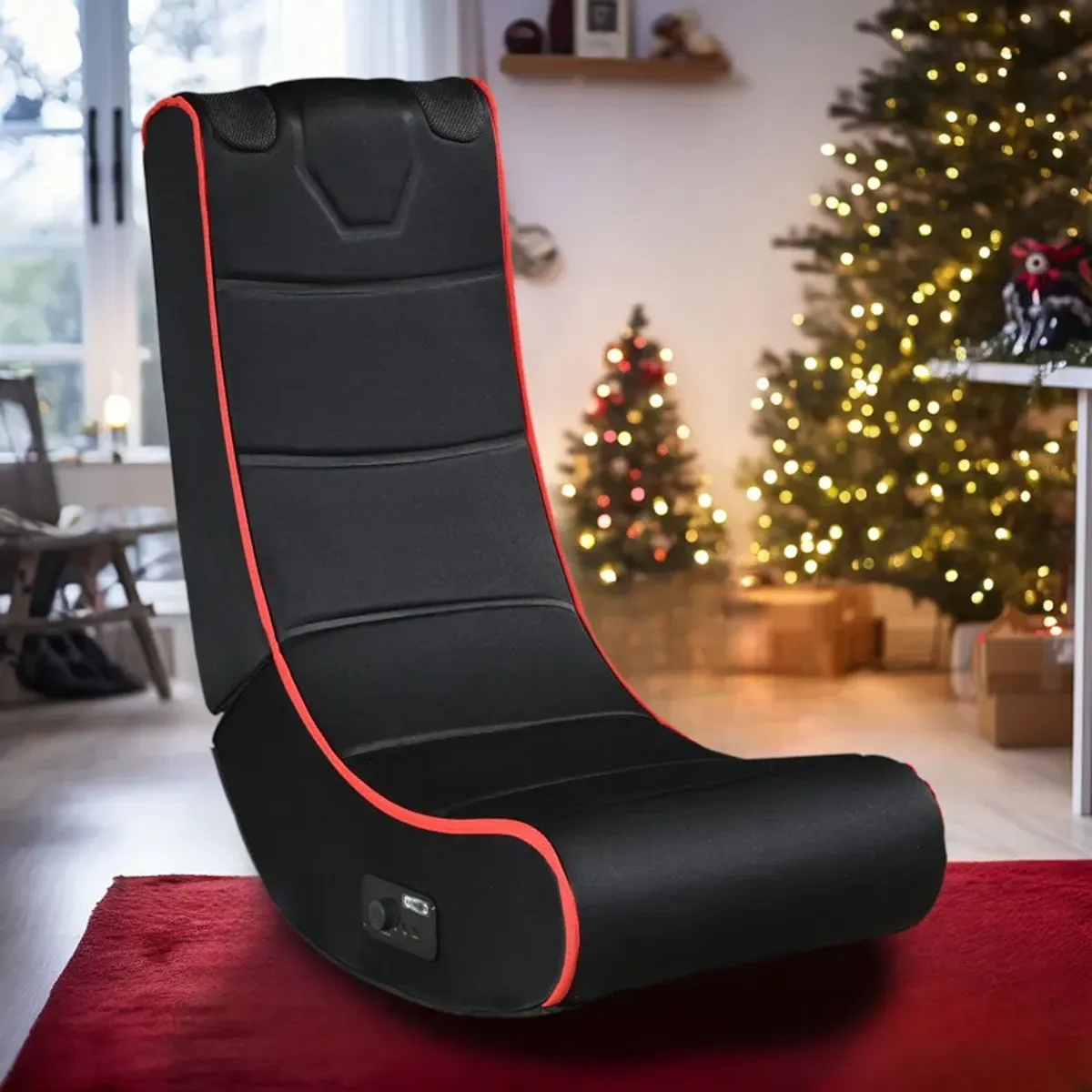 Foldable Gaming Chair With Onboard Speakers - Black