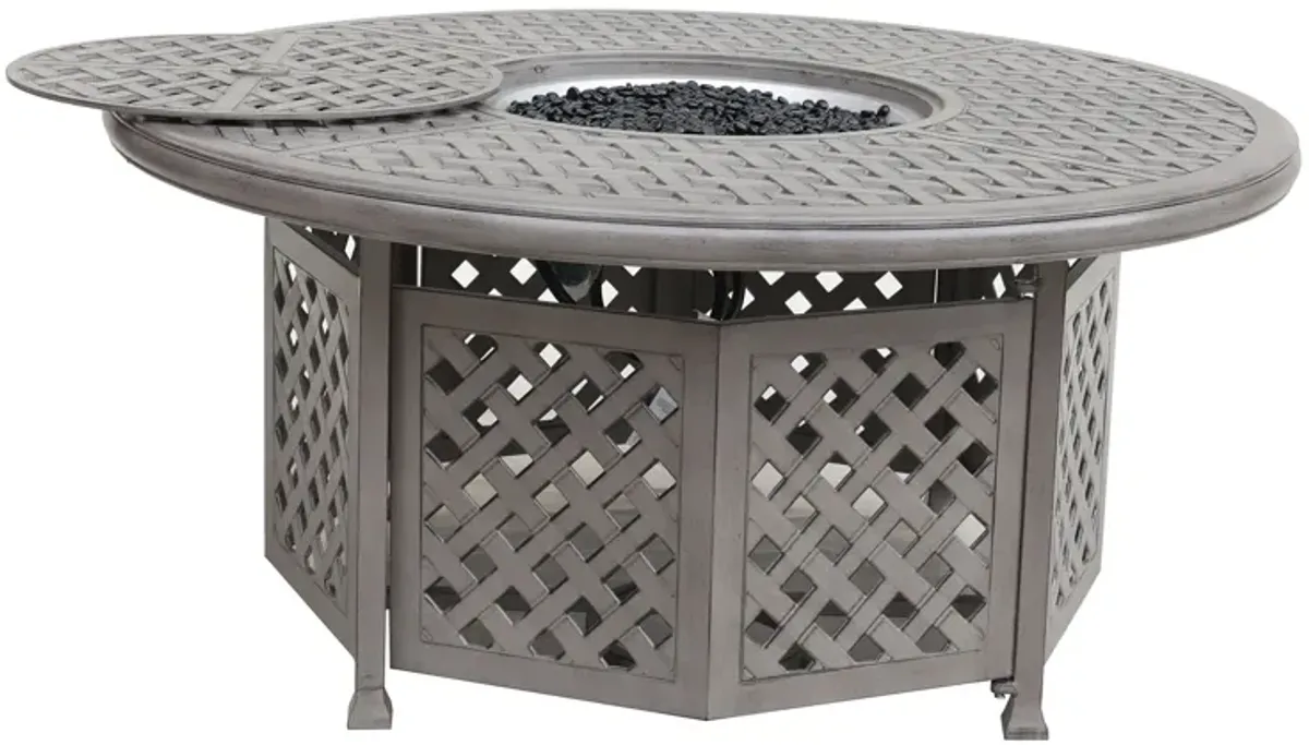 Cast Aluminum Propane Gas Firepit Table, Chat Height - Gray