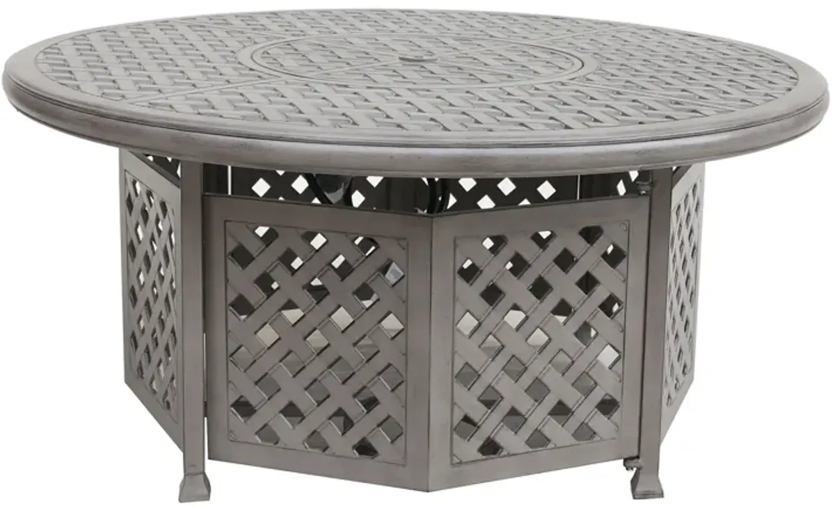 Cast Aluminum Propane Gas Firepit Table, Chat Height - Gray