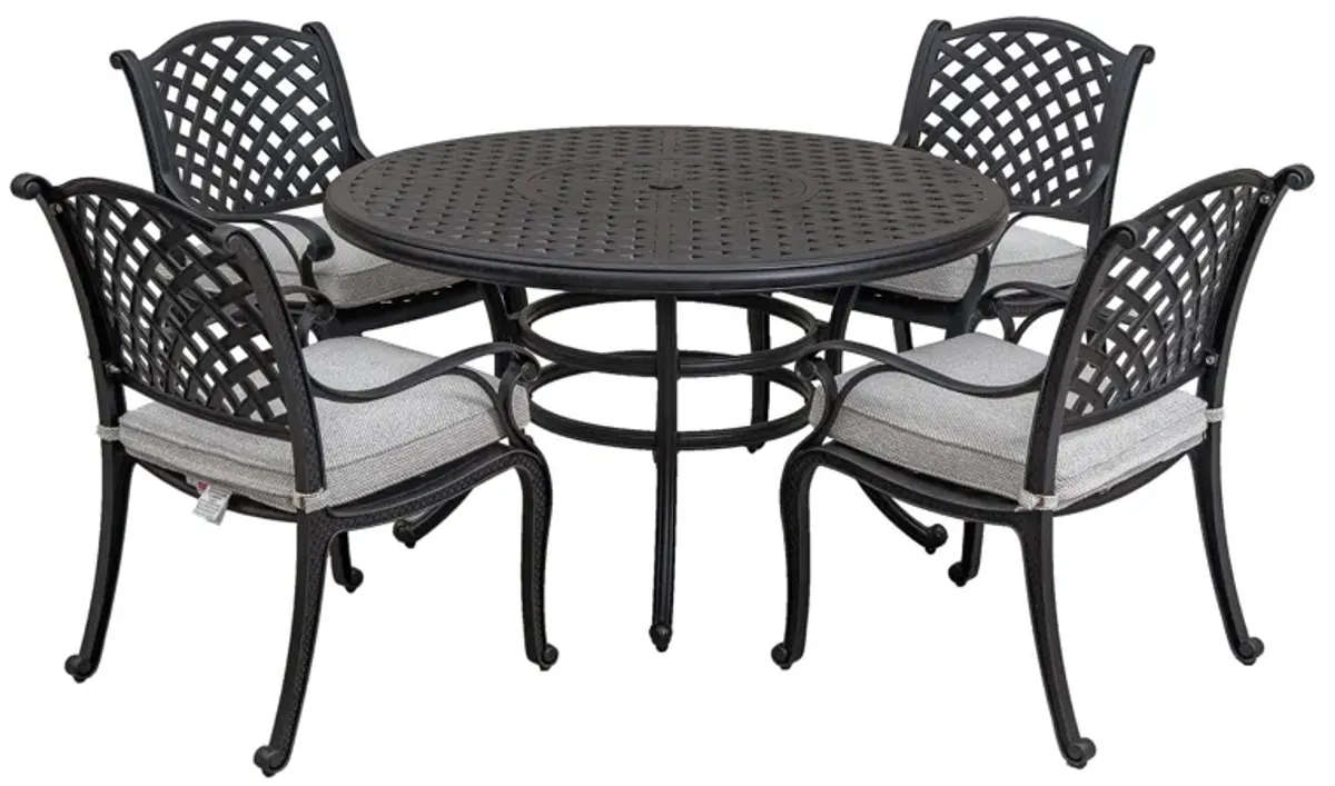 Stylish Outdoor 5 Piece Aluminum Dining Set With Cushion (4 Arm Chairs And Table) - Sandstorm