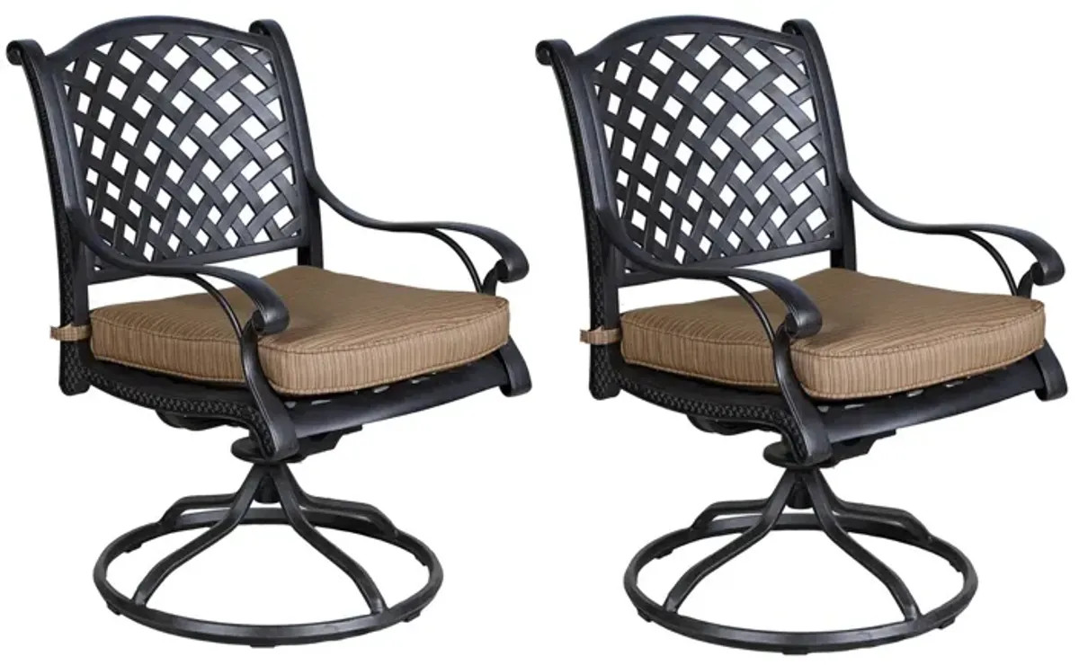 Patio Outdoor Dining Swivel Rocker Chairs With Cushion (Set of 2)