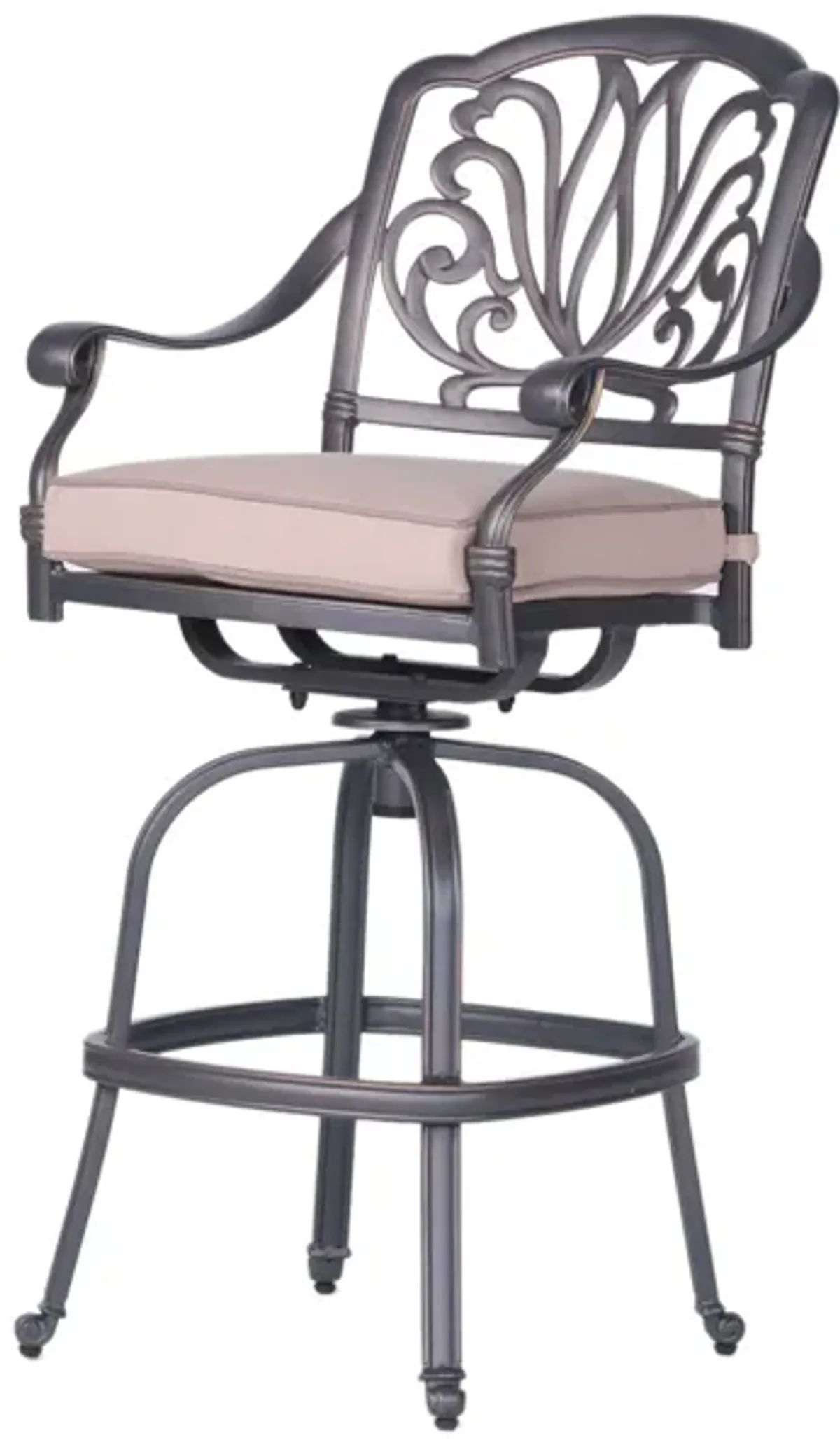 Patio Outdoor Aluminum Swivel Bar Stool With Cushion (Set of 2)