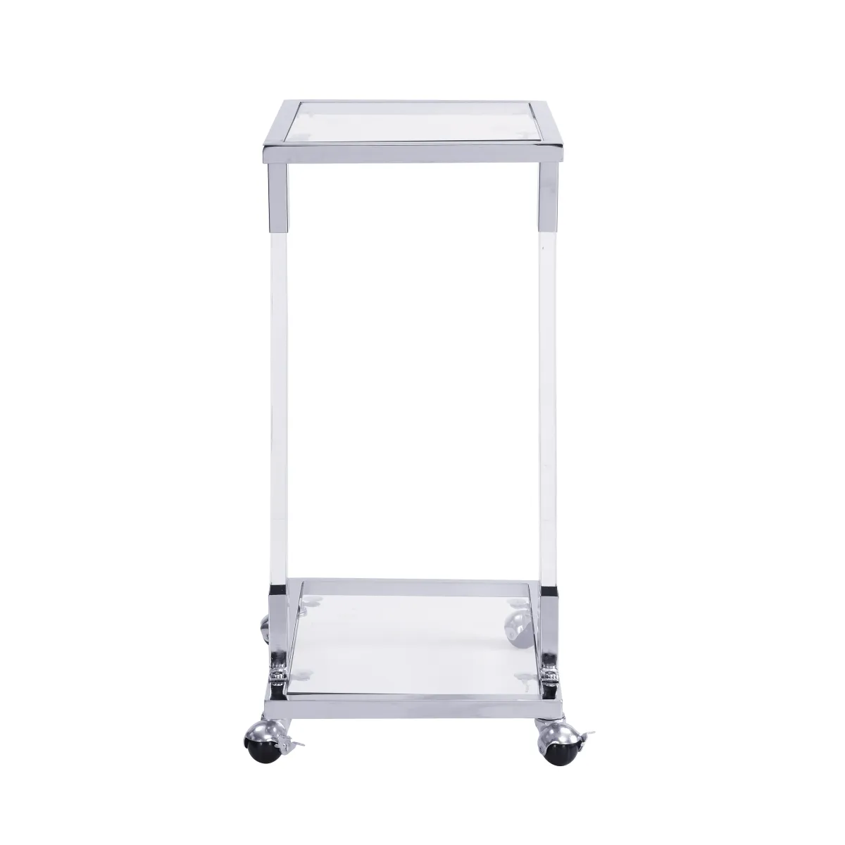 Side Table, Sofa Table, Glass Top C Shape Square Table With Metal Base For Living Room, Bedroom, Balcony Home And Office