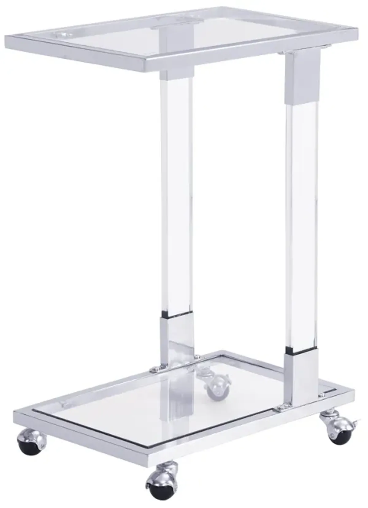 Side Table, Sofa Table, Glass Top C Shape Square Table With Metal Base For Living Room, Bedroom, Balcony Home And Office