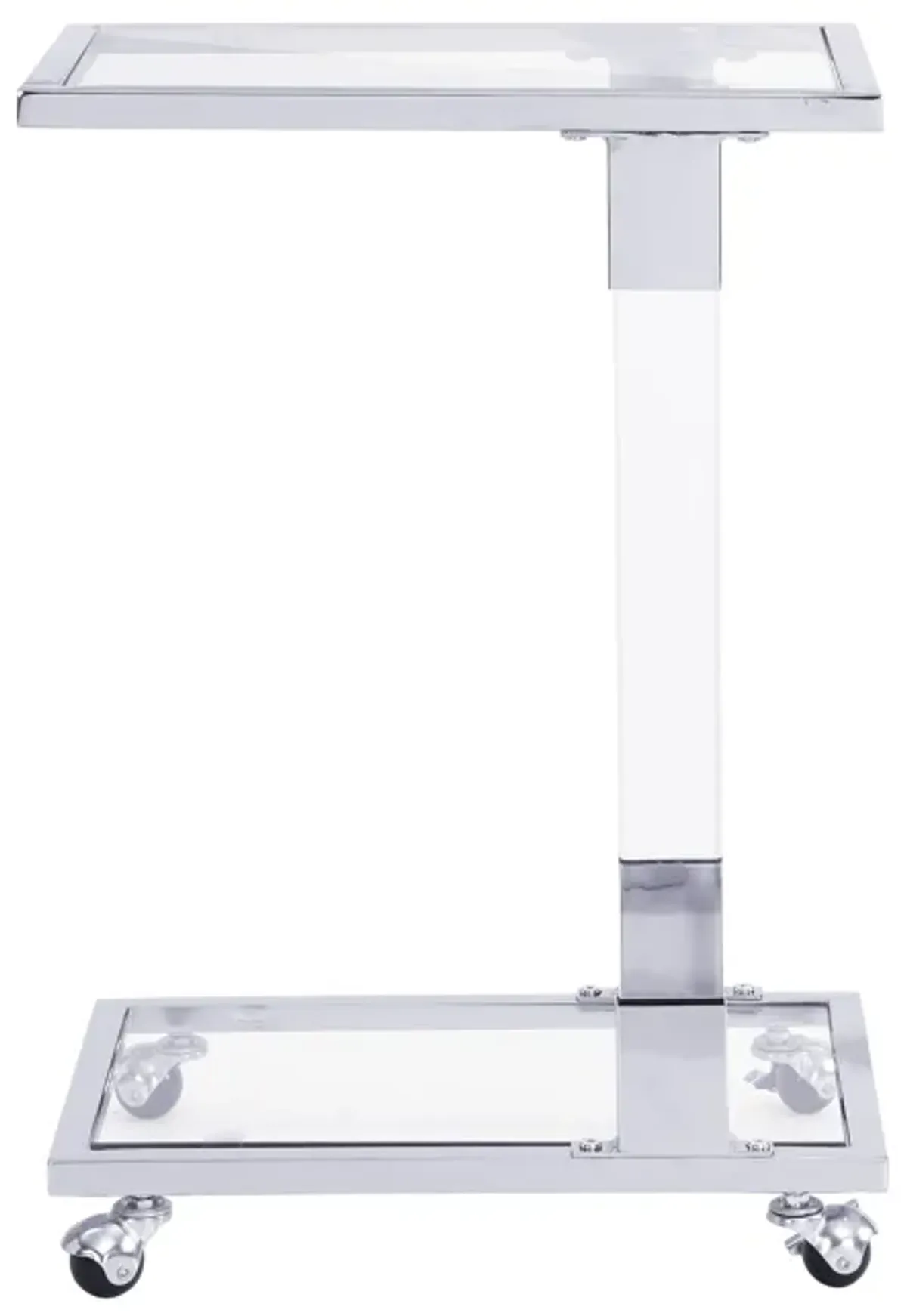 Side Table, Sofa Table, Glass Top C Shape Square Table With Metal Base For Living Room, Bedroom, Balcony Home And Office