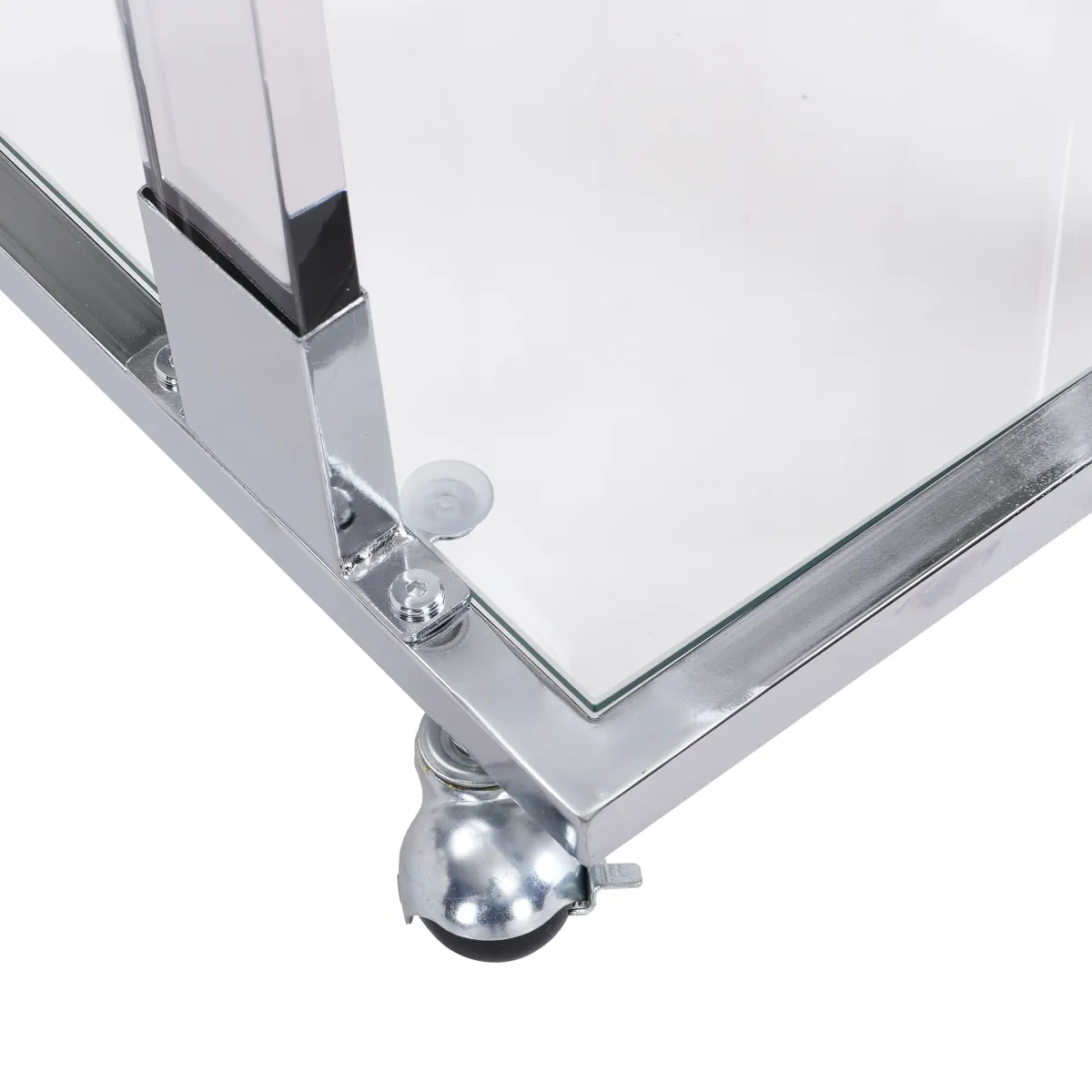 Side Table, Sofa Table, Glass Top C Shape Square Table With Metal Base For Living Room, Bedroom, Balcony Home And Office