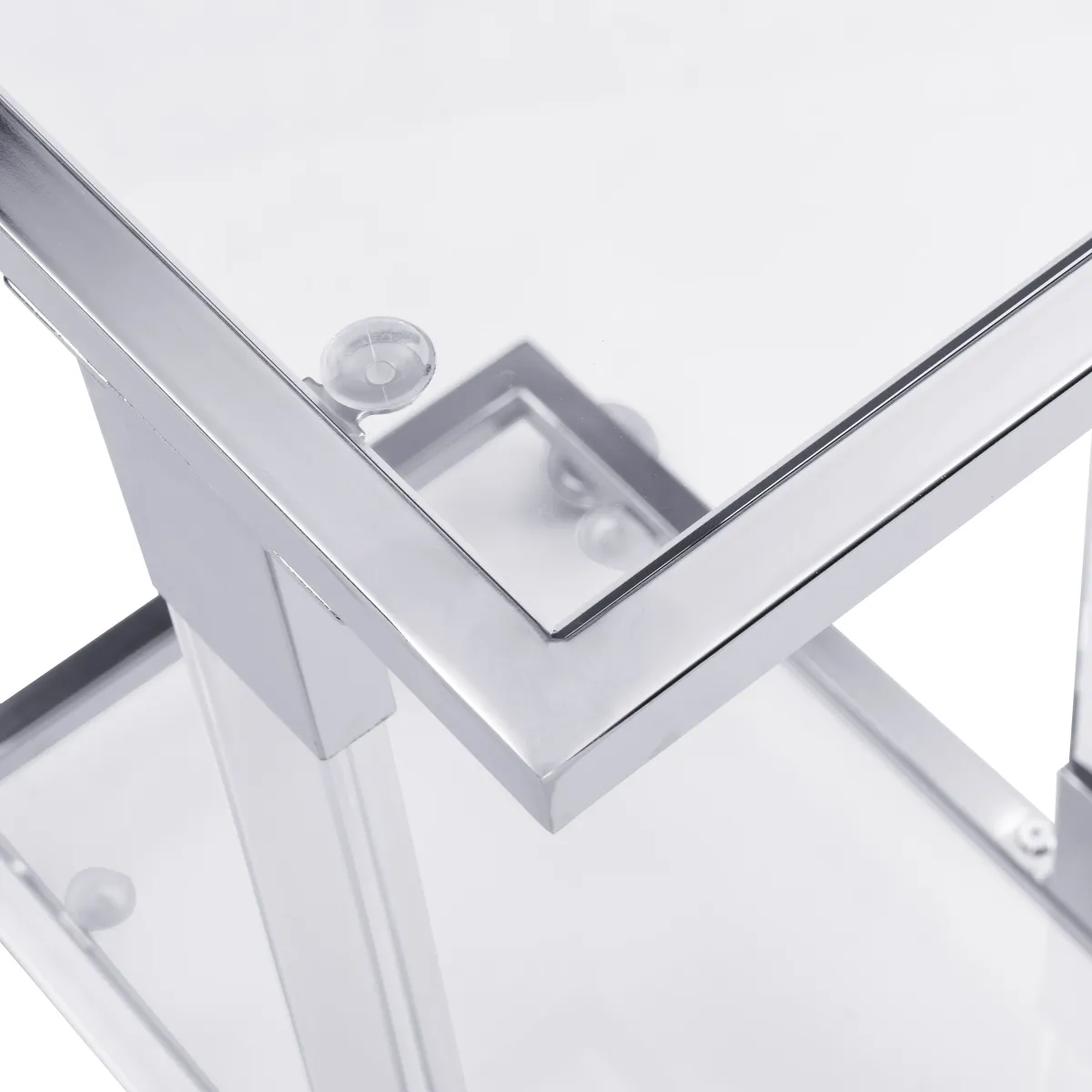 Side Table, Sofa Table, Glass Top C Shape Square Table With Metal Base For Living Room, Bedroom, Balcony Home And Office