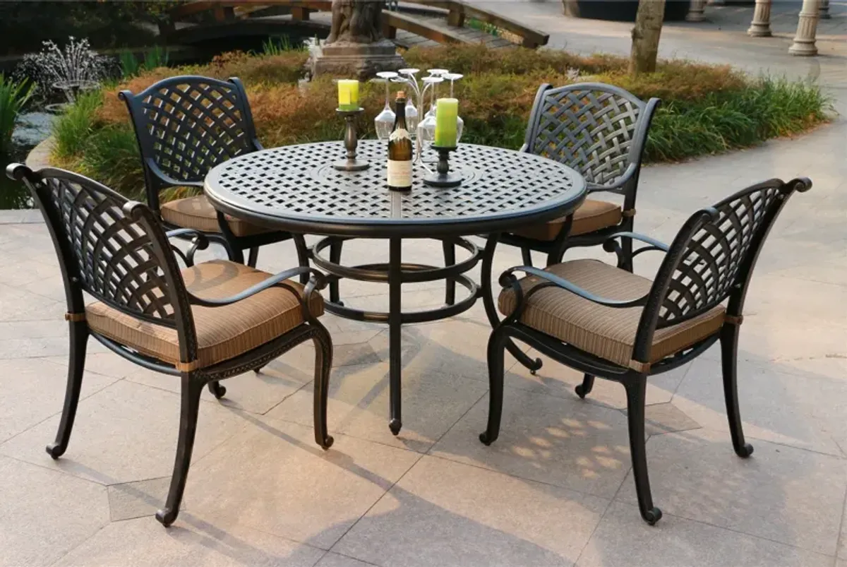 Round 4 Person 51.97" Long Dining Set With Cushions