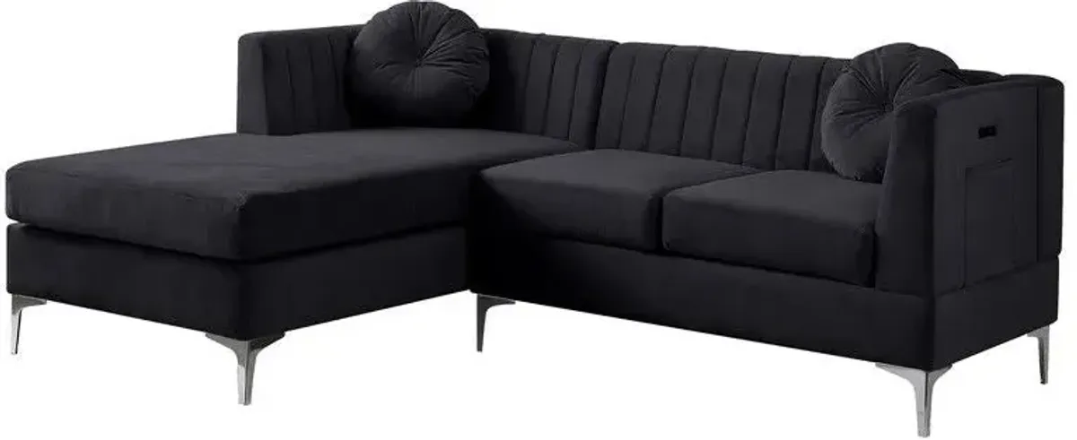 Chloe - Velvet Sectional Sofa Chaise With USB Charging Port