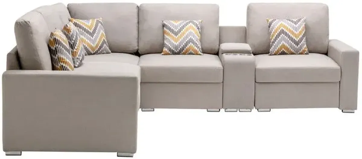 Nolan - Fabric 6 Piece Sectional Sofa With Pillows And Interchangeable Legs