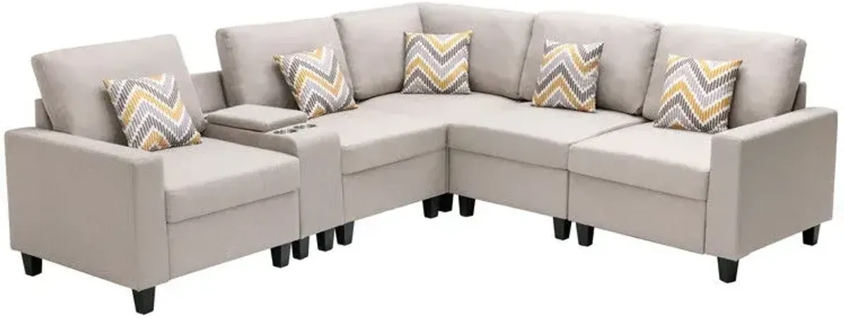 Nolan - Fabric 6 Piece Sectional Sofa With Pillows And Interchangeable Legs