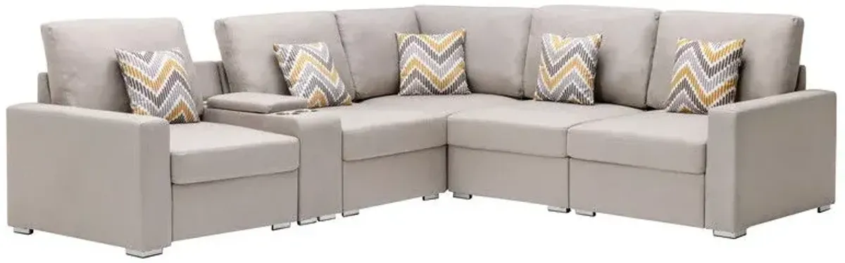 Nolan - Fabric 6 Piece Sectional Sofa With Pillows And Interchangeable Legs