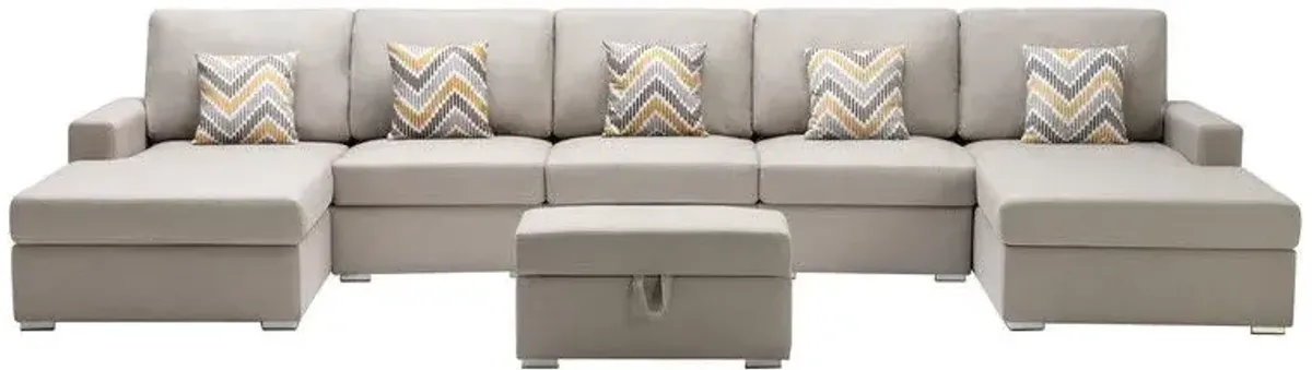 Nolan - Fabric 6 Piece Sectional Sofa With Pillows And Interchangeable Legs