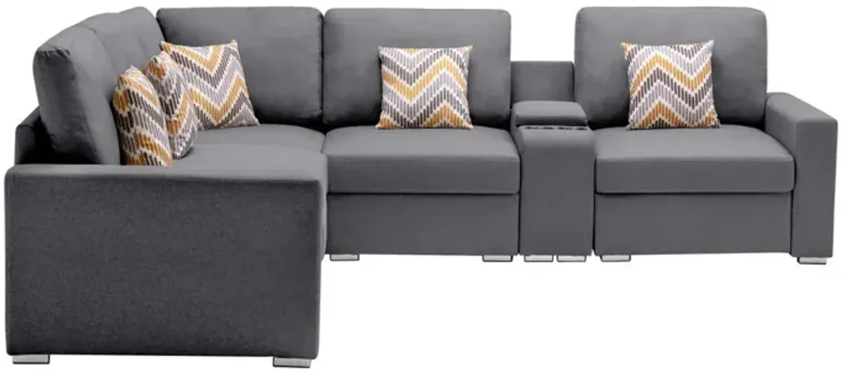 Nolan - Fabric 6 Piece Sectional Sofa With Pillows And Interchangeable Legs