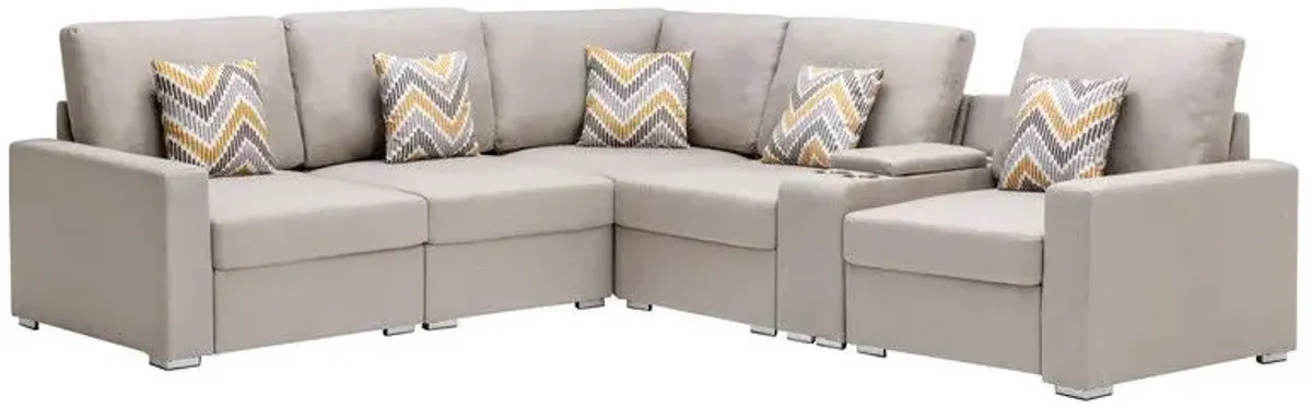 Nolan - Fabric 6 Piece Sectional Sofa With Pillows And Interchangeable Legs