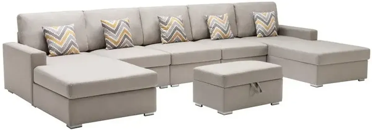 Nolan - Fabric 6 Piece Sectional Sofa With Pillows And Interchangeable Legs