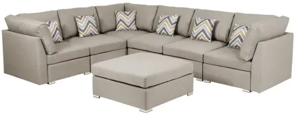 Amira - Fabric Reversible Modular Sectional Sofa With Ottoman And Pillows