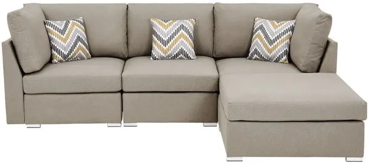 Amira - Fabric Sofa With Ottoman And Pillows