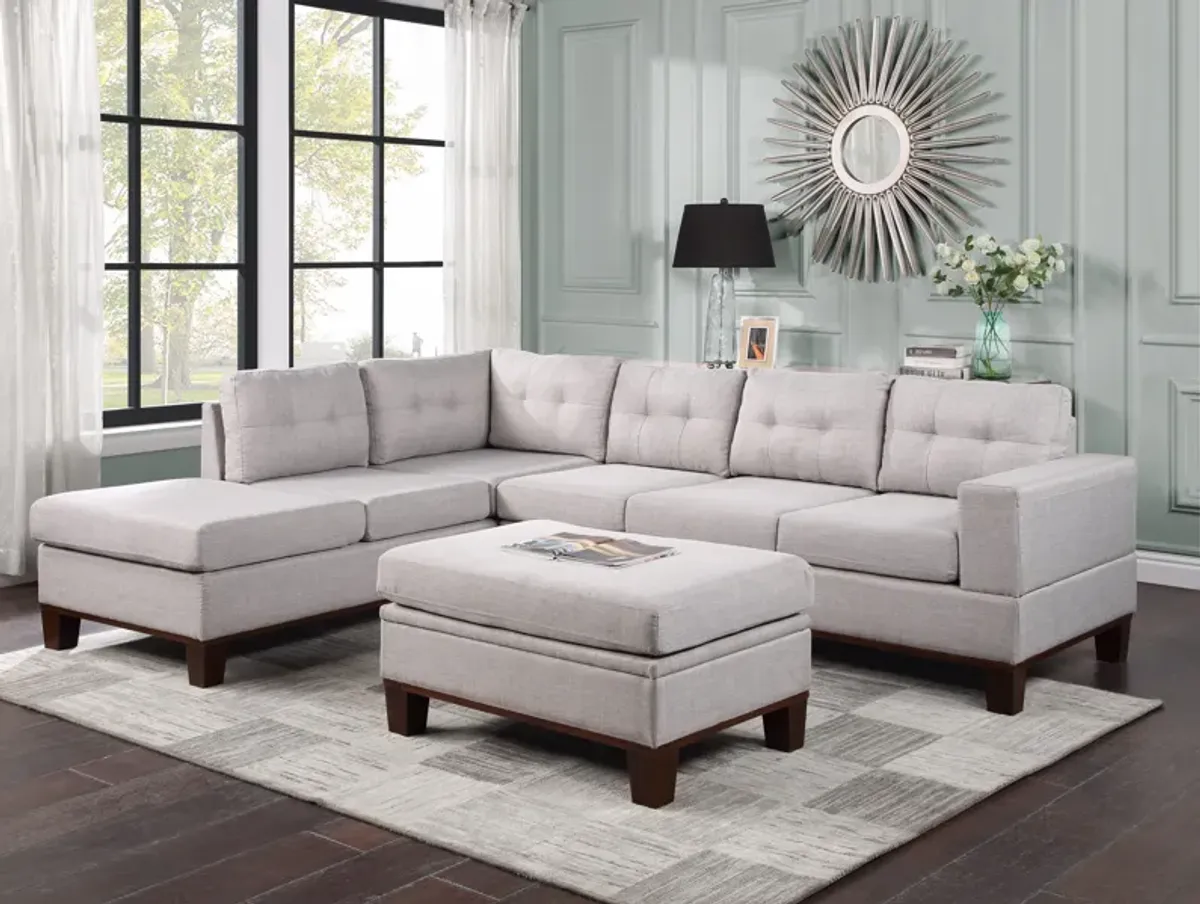 Hilo - Fabric Reversible Sectional Sofa With Dropdown Armrest, Cupholder, And Storage Ottoman