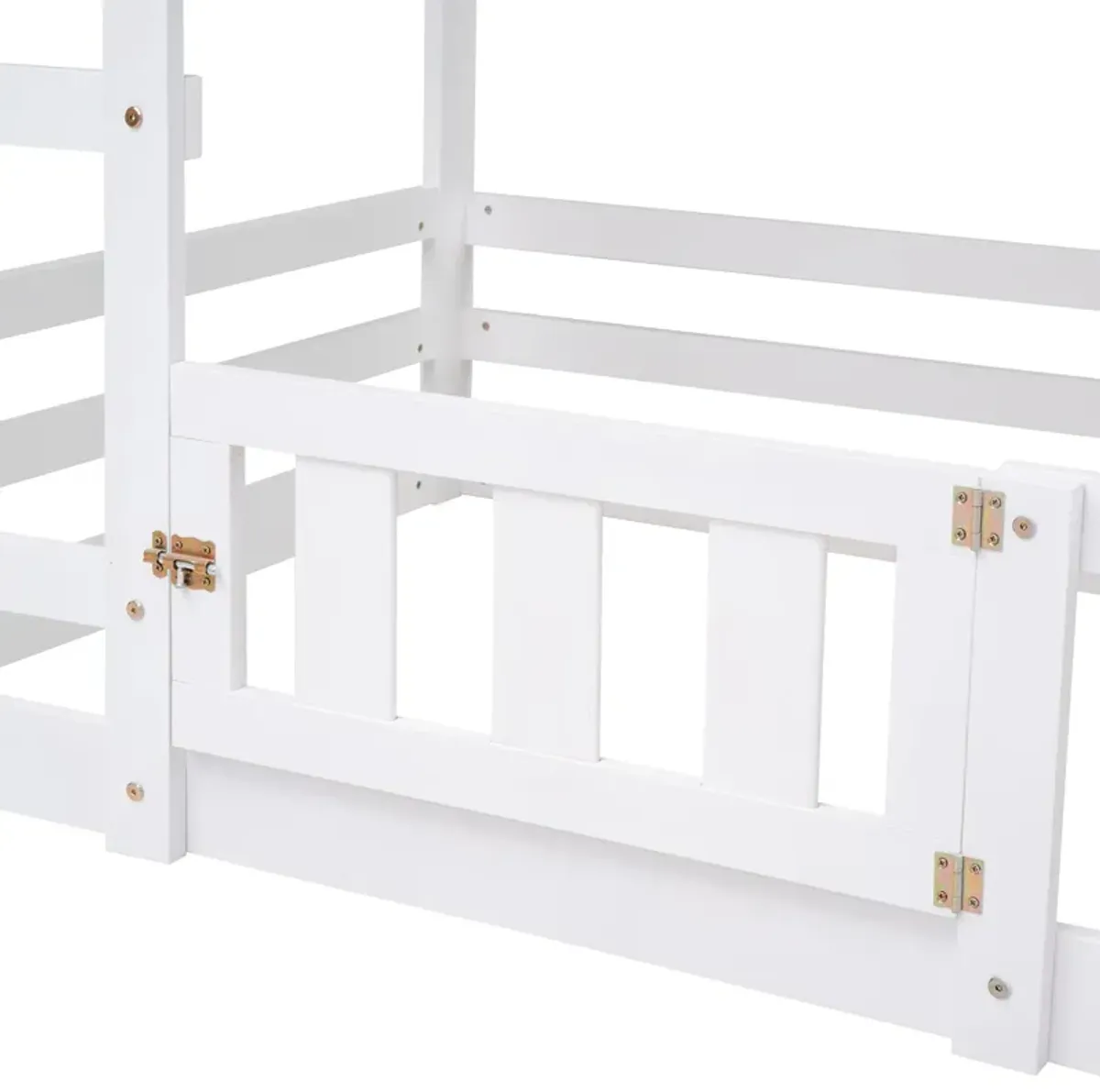 Twin Over Twin House Bunk Bed With Fence And Door