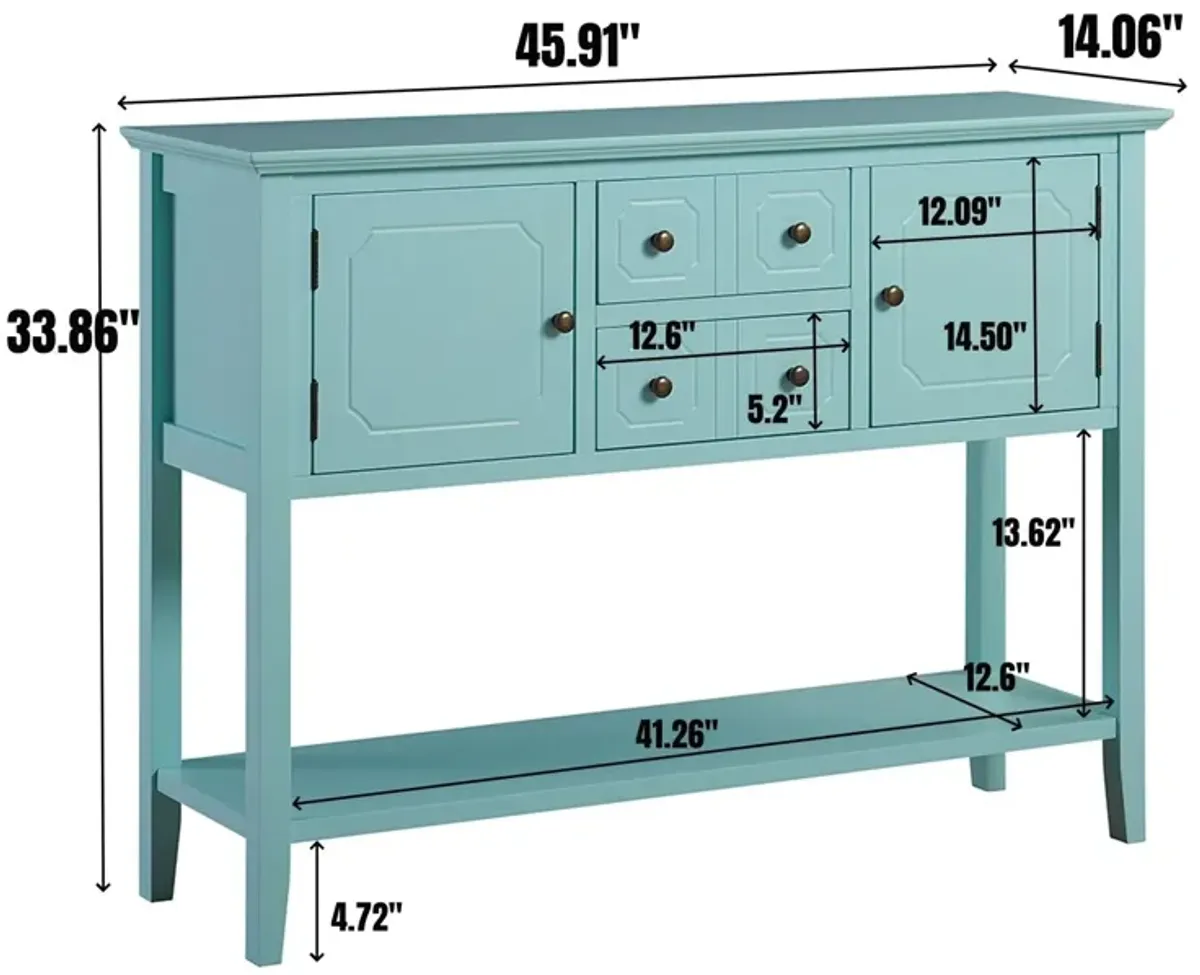 Sideboard Buffet Cabinet, Kitchen Buffet Storage Cabinet With Doors, Entryway Table Console Cabinet For Entryway Living Room - Aqua Green