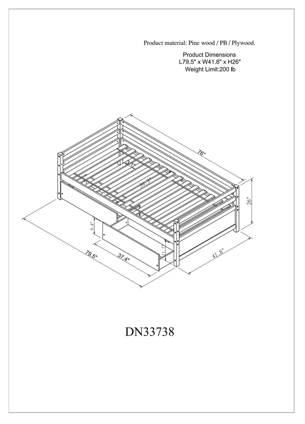 Daybed With Two Storage Drawers - White