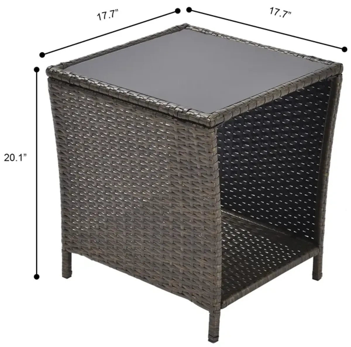 Outdoor Side Coffee Table With Storage Shelf, All Weather, Patio Furniture Square, Bistro Table For Garden Porch, Backyard Pool Indoor - Black Gold