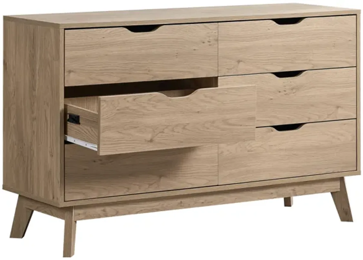 Nordica - 6 Drawer Master Dresser With Interlock Drawer Feature Drawer Slide And Interlock Pre-Assembly, Wide Dressers For Bedroom 6 Deep Drawers For Closet Organizer - Natural Oak