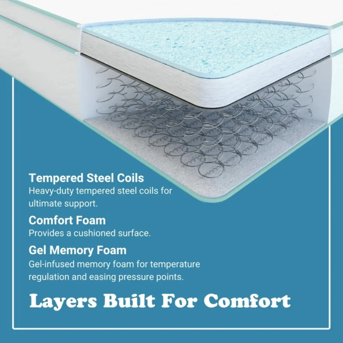 8" Medium Cool Gel Memory Foam Innerspring Hybrid Mattress