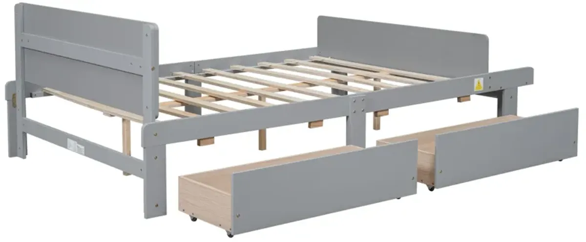 Bed With Footboard Bench, 2 Drawers