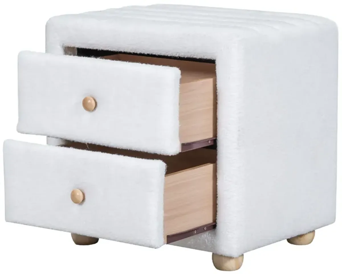 Teddy Fleece Nightstand With 2 Drawers