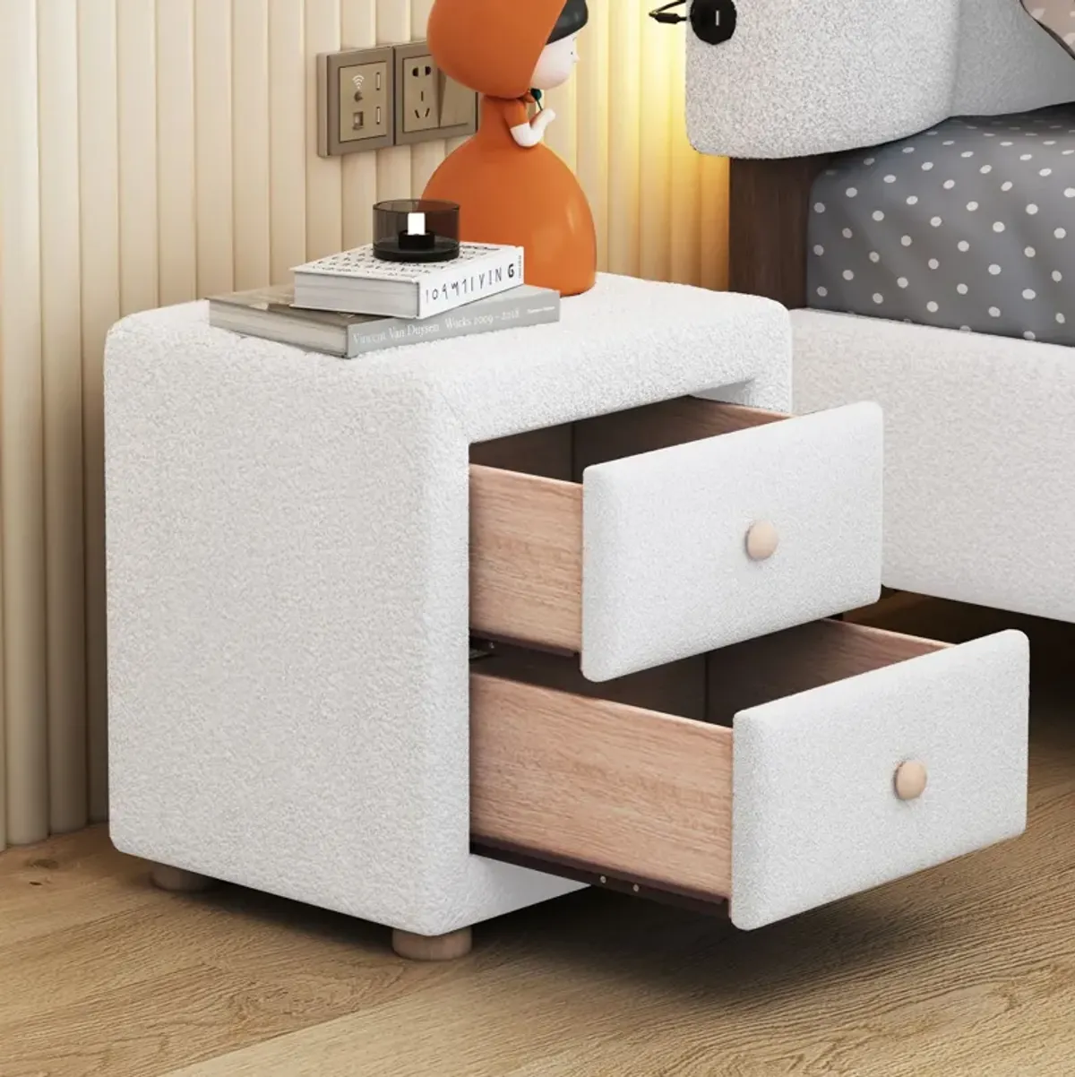 Teddy Fleece Nightstand With 2 Drawers